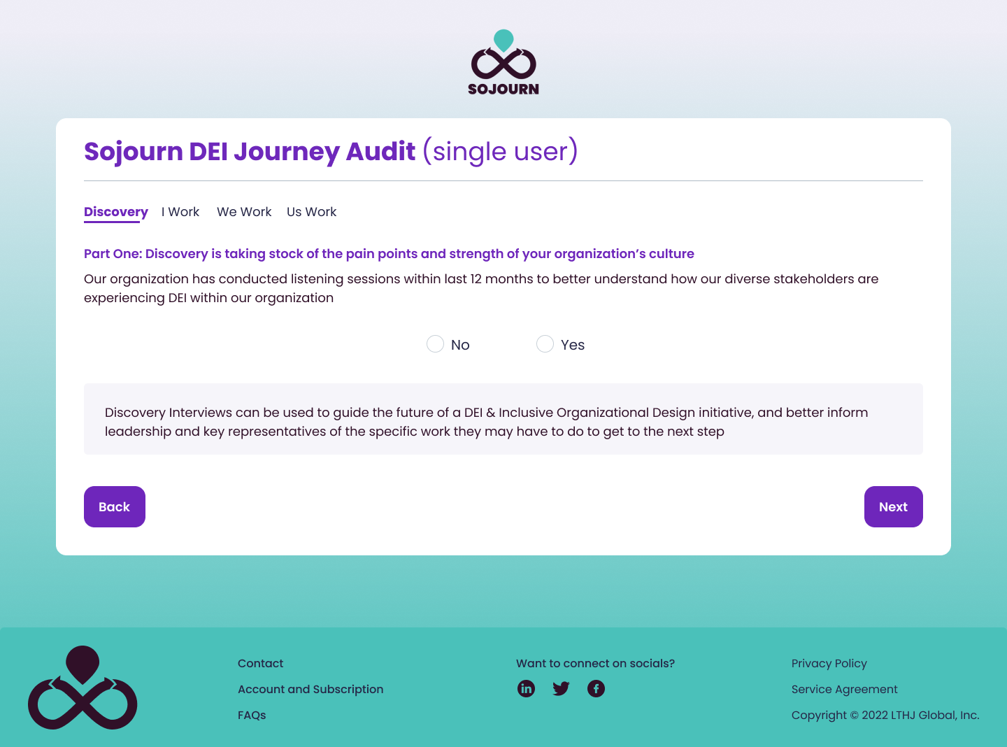 An image from the Sojourn DEI Journey Audit single user